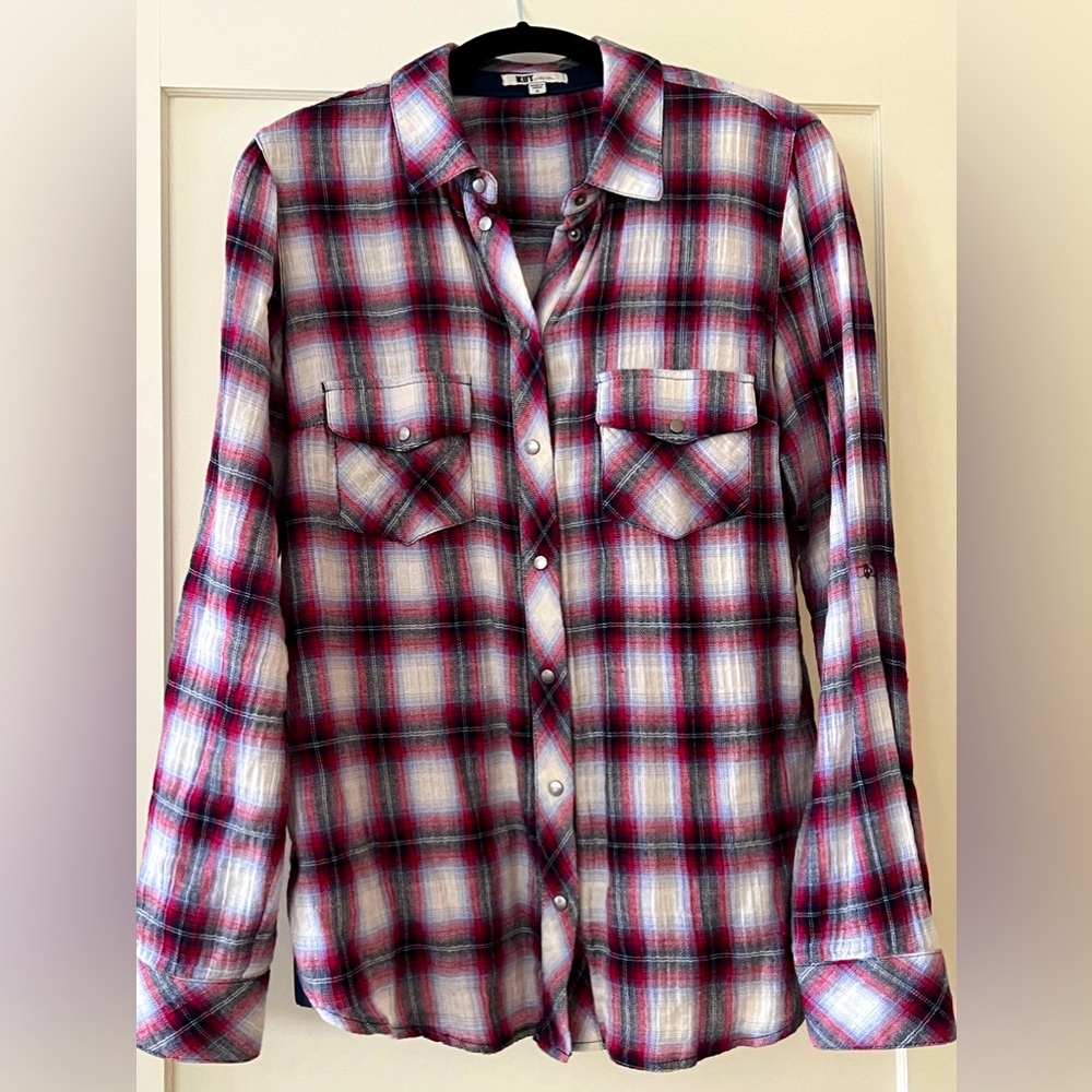 Kut From the Kloth- Plaid Snap Button Down Shirt